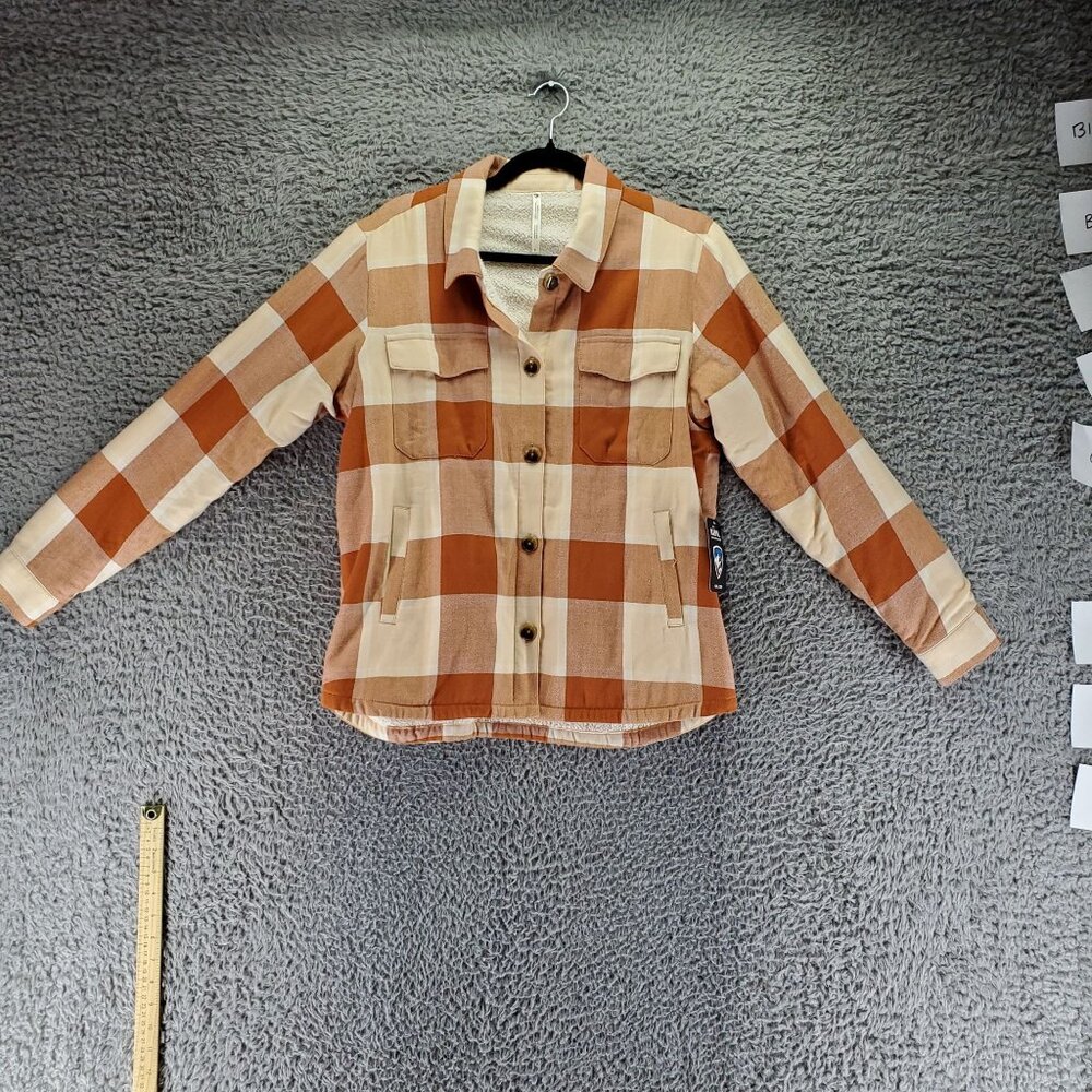 Kühl Jacket Womens Small Rust Orange Plaid Sherpa-Lined Flannel Shacket *NWT*